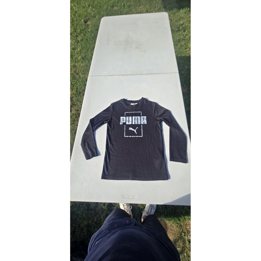 PUMA Boys Athletic Tee Shirt Long Sleeve Top Black Size S 7/8